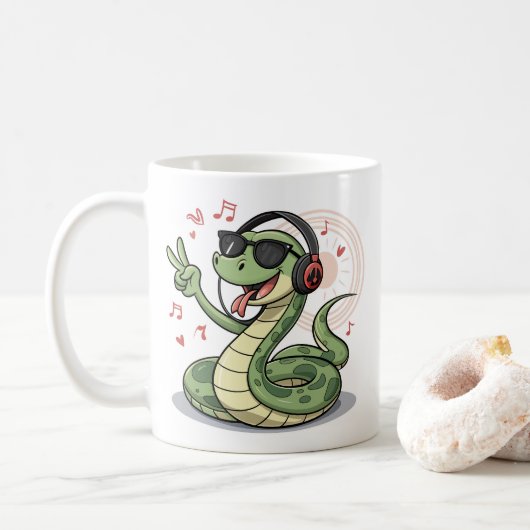 Chill Snake Tunes Funny Mugs & Cups Design Kaffeetasse (Mit Donut)