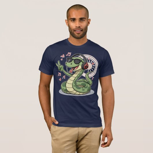 Chill Snake Tunes Funny T-Shirt (Vorne ganz)