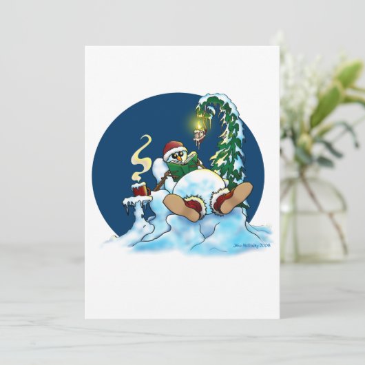 Chill Snowman Feiertagskarte (Stehend Vorderseite)