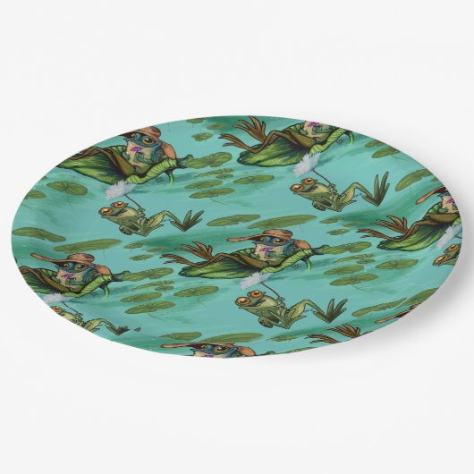 Chill Summer Frogs Pappteller (Schrägansicht)