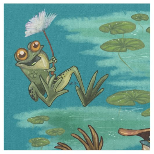 Chill Summer Frogs Stoff (Nahaufnahme)