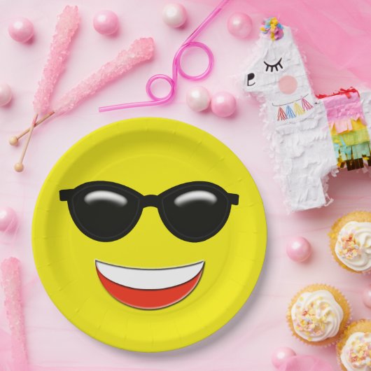 Chill Sunglasses Emoji Pappteller (Party)