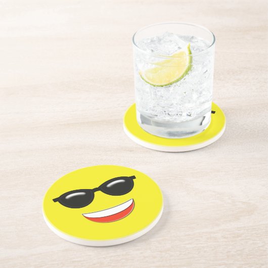 Chill Sunglasses Emoji Sandstein Untersetzer (Seite)