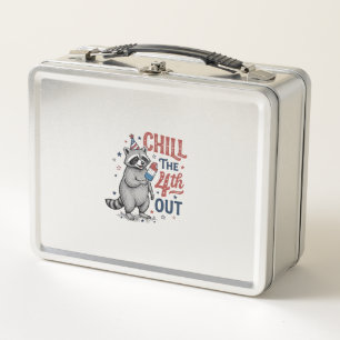 Chill The 4th Out Waschbär Patriotisches Shirt-Des Metall Brotdose