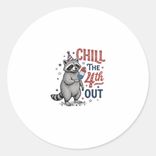 Chill The 4th Out Waschbär Patriotisches Shirt-Des Runder Aufkleber