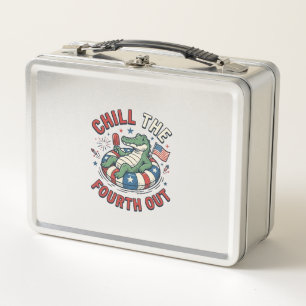 Chill The Fourth Out Alligator Patrioten-Shirt Des Metall Brotdose