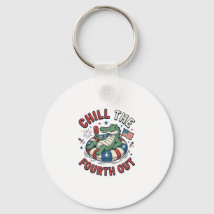 Chill The Fourth Out Alligator Patrioten-Shirt Des Schlüsselanhänger