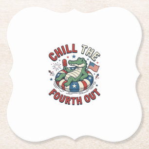 Chill The Fourth Out Alligator Patrioten-Shirt Des Untersetzer