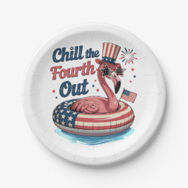 Chill The Fourth Out Funny 4th of July Flamingo Pappteller