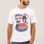 Chill The Fourth Out Funny 4th of July Flamingo T-Shirt (Vorderseite)