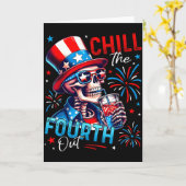 Chill The Fourth Out Funny Skeleton 4th Of July Pa Karte (Gelbe Blume)