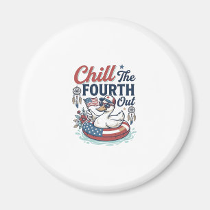 Chill The Fourth Out Patrioten-Enten-Vektor-Shirt_ Magnet