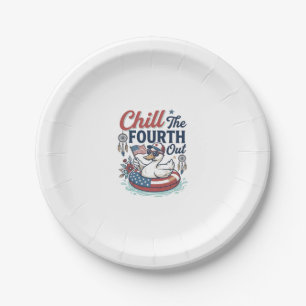 Chill The Fourth Out Patrioten-Enten-Vektor-Shirt_ Pappteller