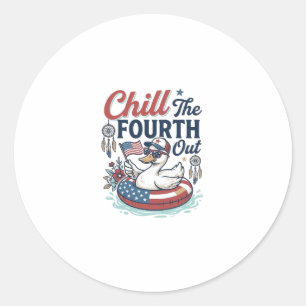 Chill The Fourth Out Patrioten-Enten-Vektor-Shirt_ Runder Aufkleber