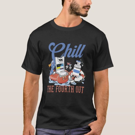 Chill The Fourth Out Retro 4th of July ICU Nurse S T-Shirt (Vorderseite)