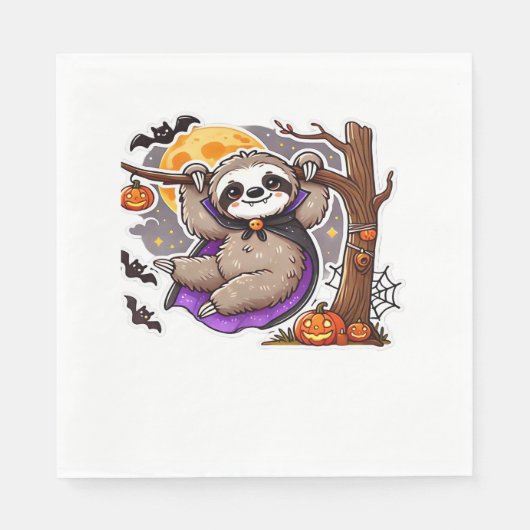 Chill Thrills Halloween Sloth Oversifizierter T -  Serviette (Vorderseite)
