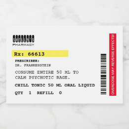 Chill Tonic Fake Verschreibungspflicht Alkoholflaschenetikett