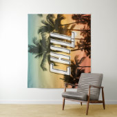 Chill Tropical Sunset Beach Palm Tree Wandteppich (Beispiel)