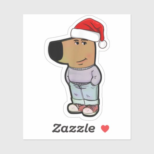 Chill Typ Dog Christmas Hat Funny Chill Typ Meme Aufkleber (Blatt)