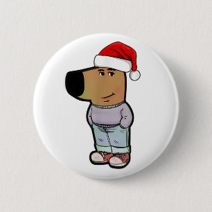 Chill Typ Hund mit Weihnachts-Hut Funny Chill Typ Button