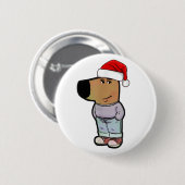 Chill Typ Hund mit Weihnachts-Hut Funny Chill Typ Button (Vorne & Hinten)