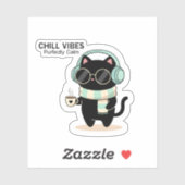 Chill Vibes Cat Sticker – Cute Black Cat with Head (Blatt)