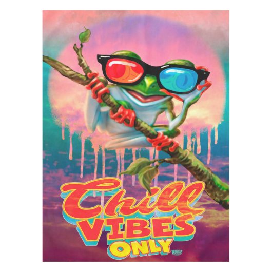 Chill Vibes Frog 3D Glasses | Frog Fleece Blanket Tischdecke (Vorderseite)