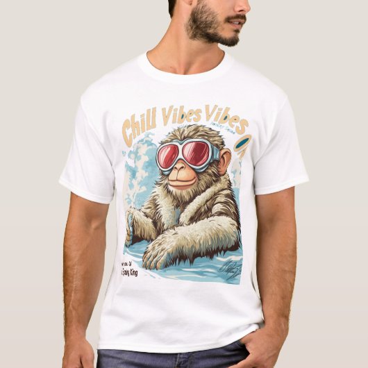 Chill Vibes Monkey Squad - Funny Winter Hot Spring T-Shirt (Vorderseite)