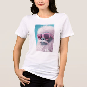 "Chill Vibes" Weißer Affe mit rosa Brille Tri-Blend Shirt
