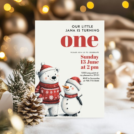 Chill with Red Bear & Snowmen | Winter Wonderland Einladung
