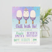 Chill with us Unicorn Popsiday Einladung (Stehend Vorderseite)
