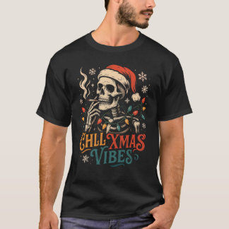 "Chill Xmas Vibes Skeletton Cooles Rauchen T-Shirt
