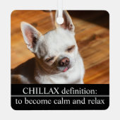 Chillax Chihuahua schläfrig entspanntes Zunge-out- Ornament Aus Metall (Rückseite)