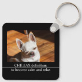 Chillax Chihuahua schläfrig entspanntes Zunge-out- Schlüsselanhänger (Rückseite)