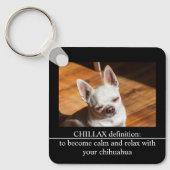 Chillax Chihuahua sleepy relaxed Custom Photo text Schlüsselanhänger (Vorderseite)