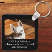 Chillax Chihuahua sleepy relaxed Custom Photo text Schlüsselanhänger (Rückseite)