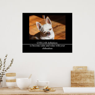 CHILLAX Definition ruhig entspannen Chihuahua Foto Poster