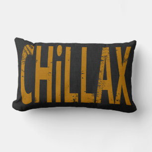 Chillax Skateboard Wortkunst Schwarz Gelb Lendenkissen