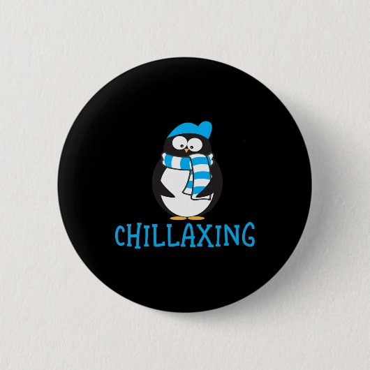 Chillaxing Niedlich Pinguin Weihnachten Zoogeschen Button (Vorderseite)