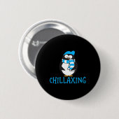 Chillaxing Niedlich Pinguin Weihnachten Zoogeschen Button (Vorne & Hinten)