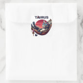 Chillaxing Patriotic Taurus Bull in Hammock Design Quadratischer Aufkleber (Tasche)