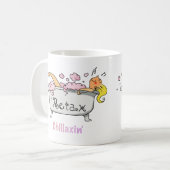 Chillaxing-Zeit-Cartoon-Badewanne Kaffeetasse (Vorderseite Links)