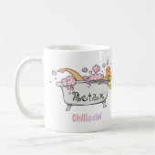 Chillaxing-Zeit-Cartoon-Badewanne Kaffeetasse (Links)