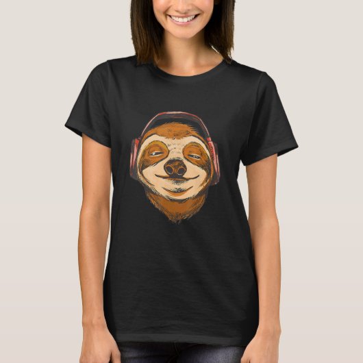 Chilled Sloth music headphones T-Shirt (Vorderseite)