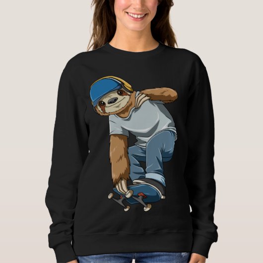 Chilled Sloth Skateboarding   Skater Sweatshirt (Vorderseite)