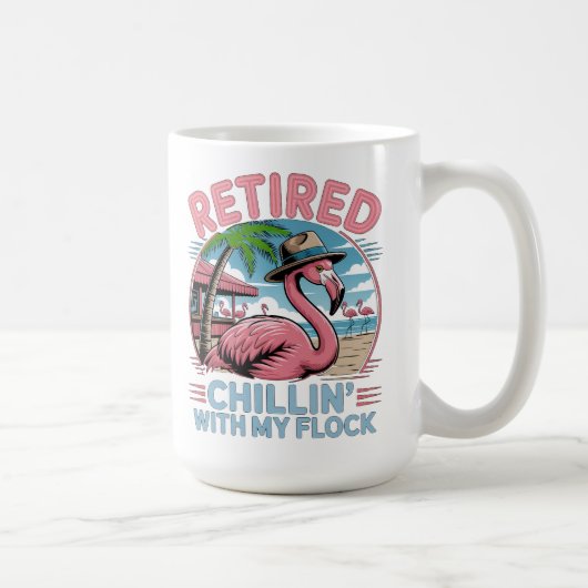 Chillen Flamingo Tropischer Strand Ruhestand Humor Kaffeetasse (Rechts)