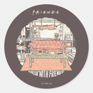 Chillen mit FRIENDS™ Cartoon Runder Aufkleber