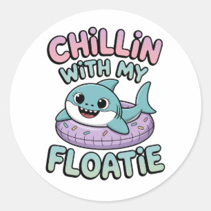 Chillen mit meinem Schwimmreifen   Shark Baby Kids Runder Aufkleber