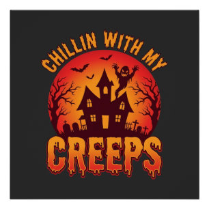 Chillen mit meinen Kumpels Halloween T-Shirt Desig Poster