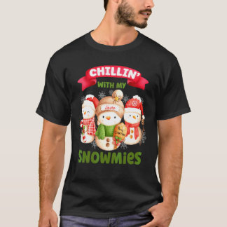 Chillen mit meinen Schneefreunden drei Schneemann  T-Shirt